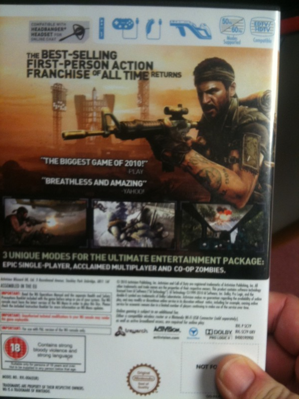 First Call of Duty: Black Ops Wii screenshots shown via boxart picture